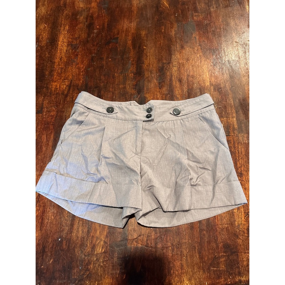 Kenzie Dress Shorts Women 6 Gray Excellent Pleated Cuffed Button Tab Trouser